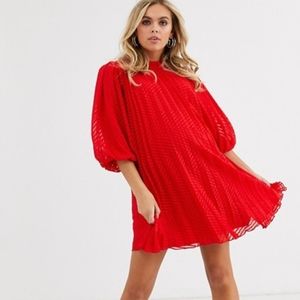 Asos Maternity Trapeze Midi Dress Red